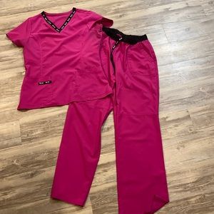 Pink breast cancer scrubs